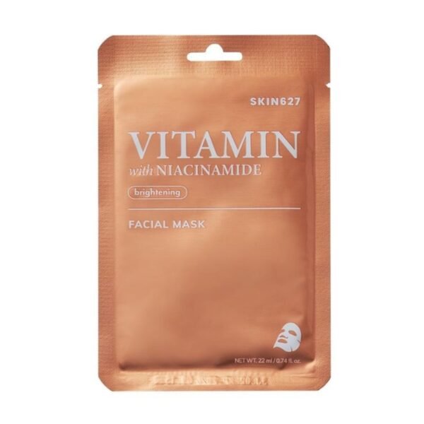SKIN627 skaistinamoji lakštinė veido kaukė su vitaminais ir niacinamidu, 22ml