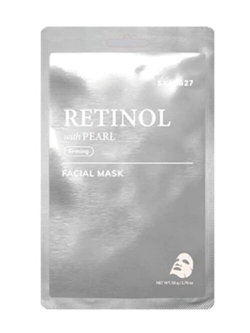 SKIN627 stangrinamoji lakštinė veido kaukė su retinoliu ir perlais, 22ml